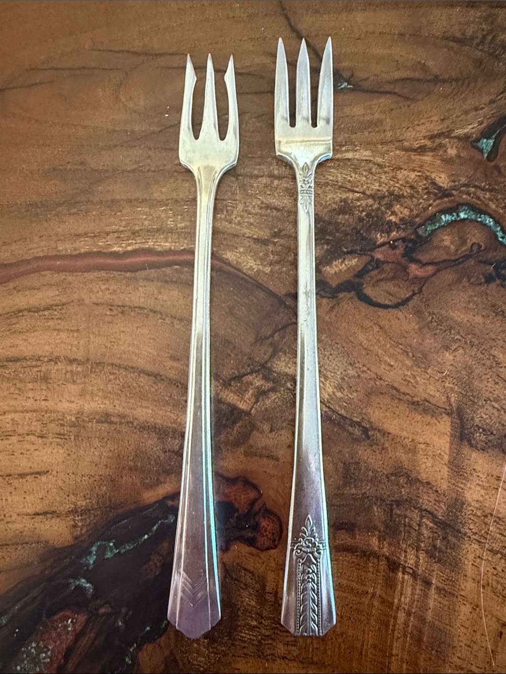 2 Cocktail Serving Forks Silver Plate